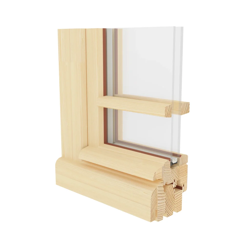 Traditional laminated wood window