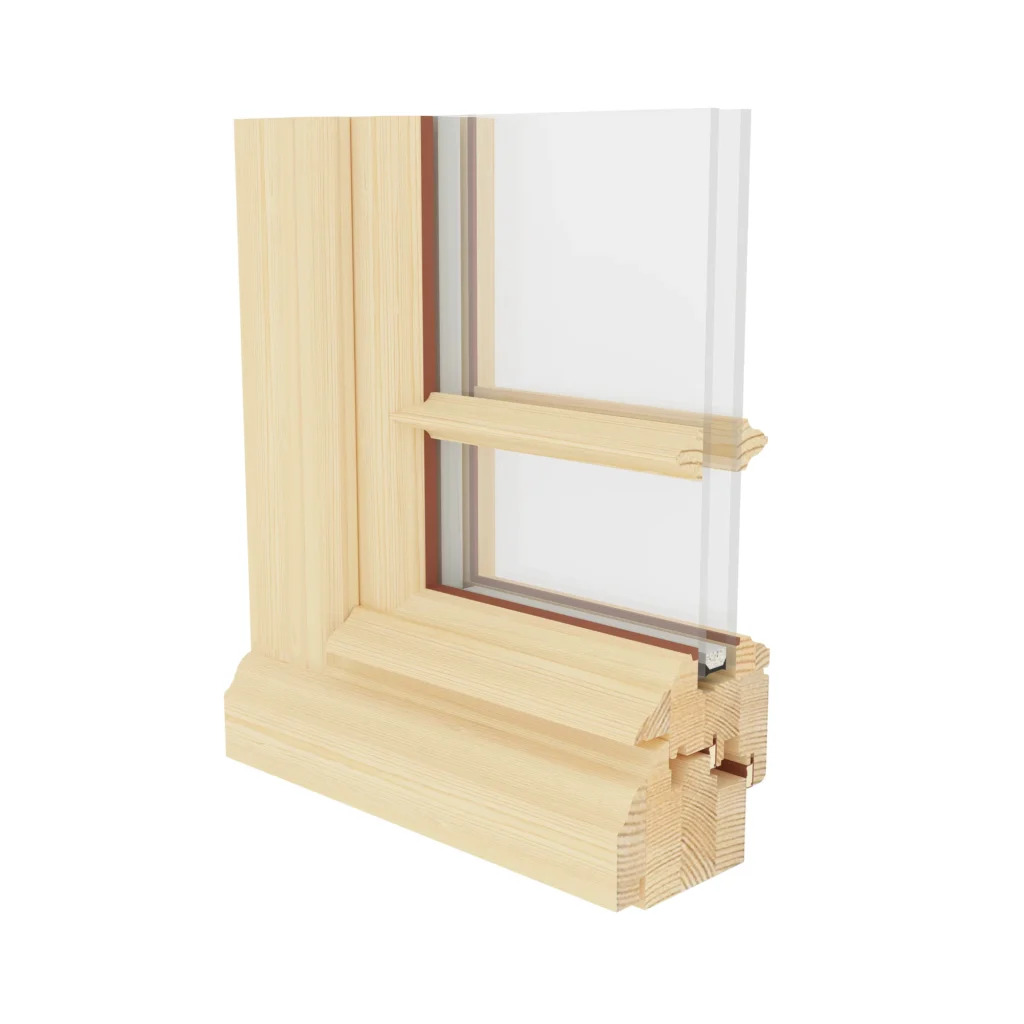 Traditional laminated wood window