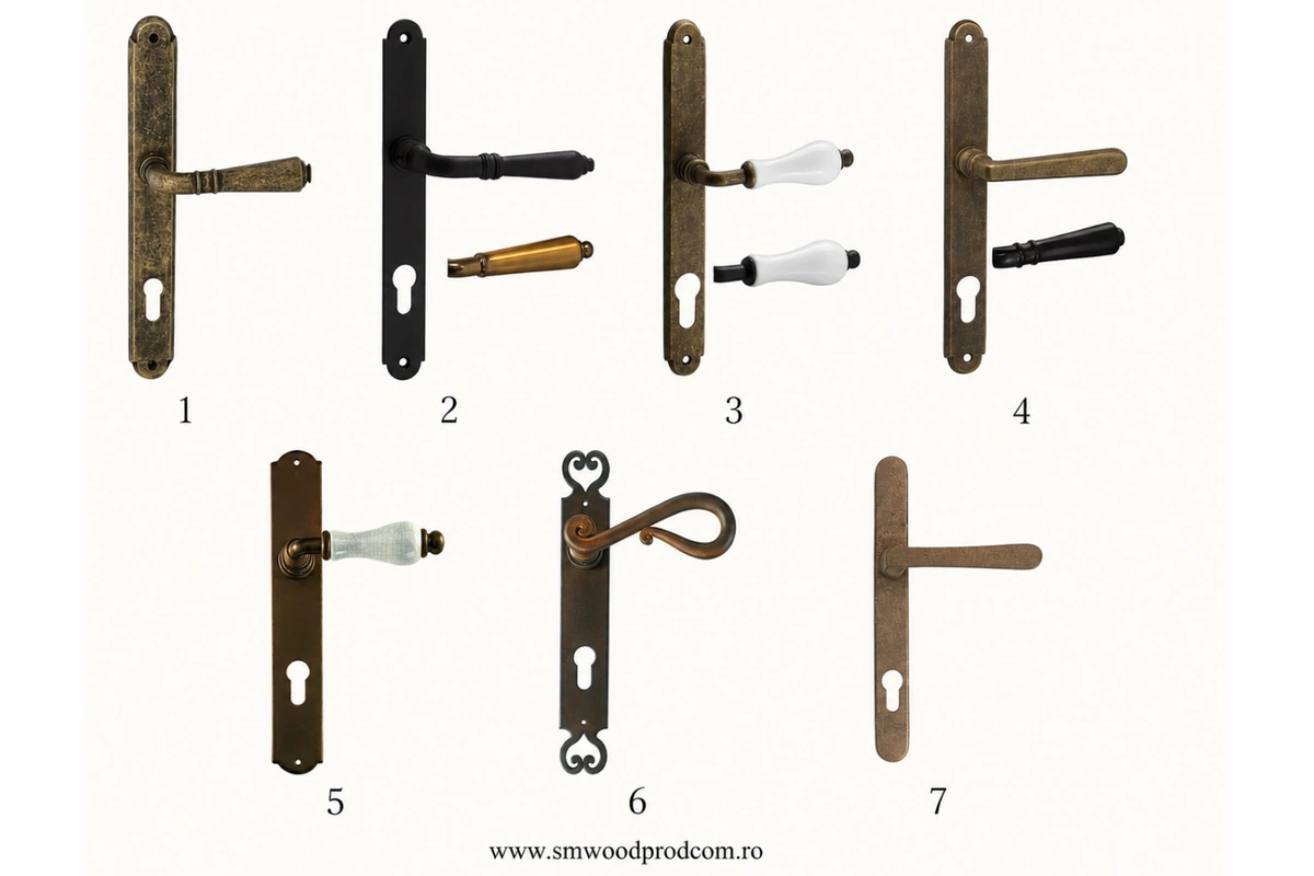 Wooden door handles, models 1 to 7